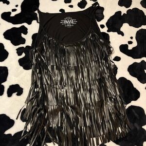 Crazy Train Black Fringe Tank Top